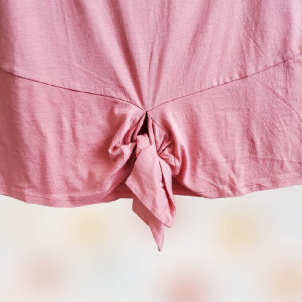 LOFT knit round neck front tie knot tshirt, small, pink - Picture 4 of 9